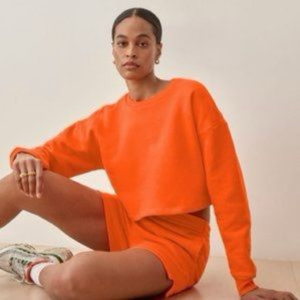 Reformation Brooks Classic Sweatshirt + Shorts Flame - Size XS